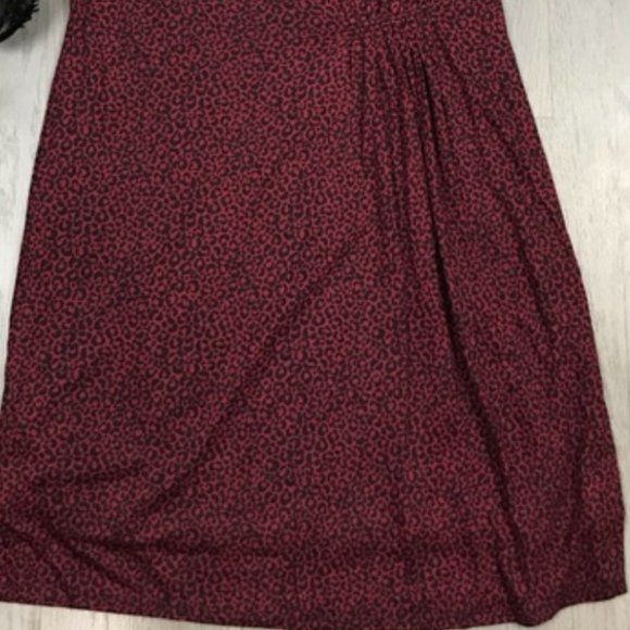 LOFT Red/Burgandy Leopard Animal Print Sleeveless Dress - Picture 8 of 10